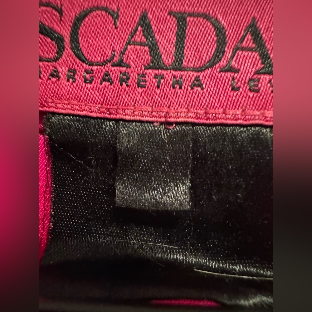 Vntg Escada 💯 silk blouse fuschia shoe star moon abstract retro party office M - Picture 2 of 8